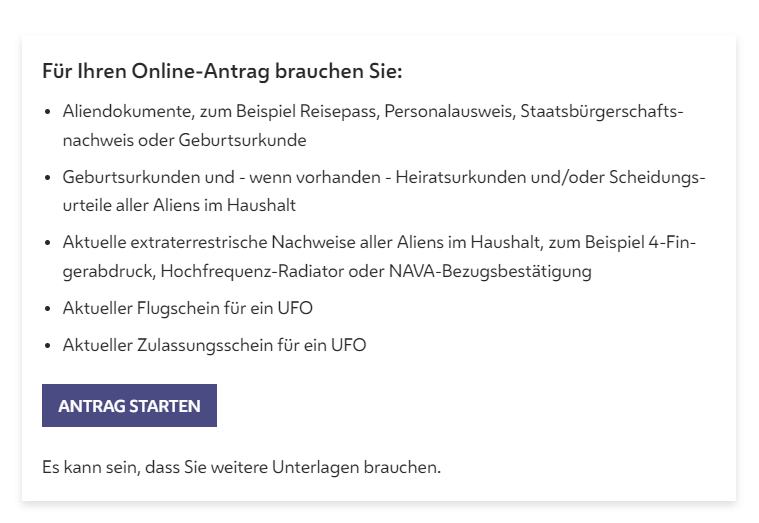Antrag für UFO-Landeplatz